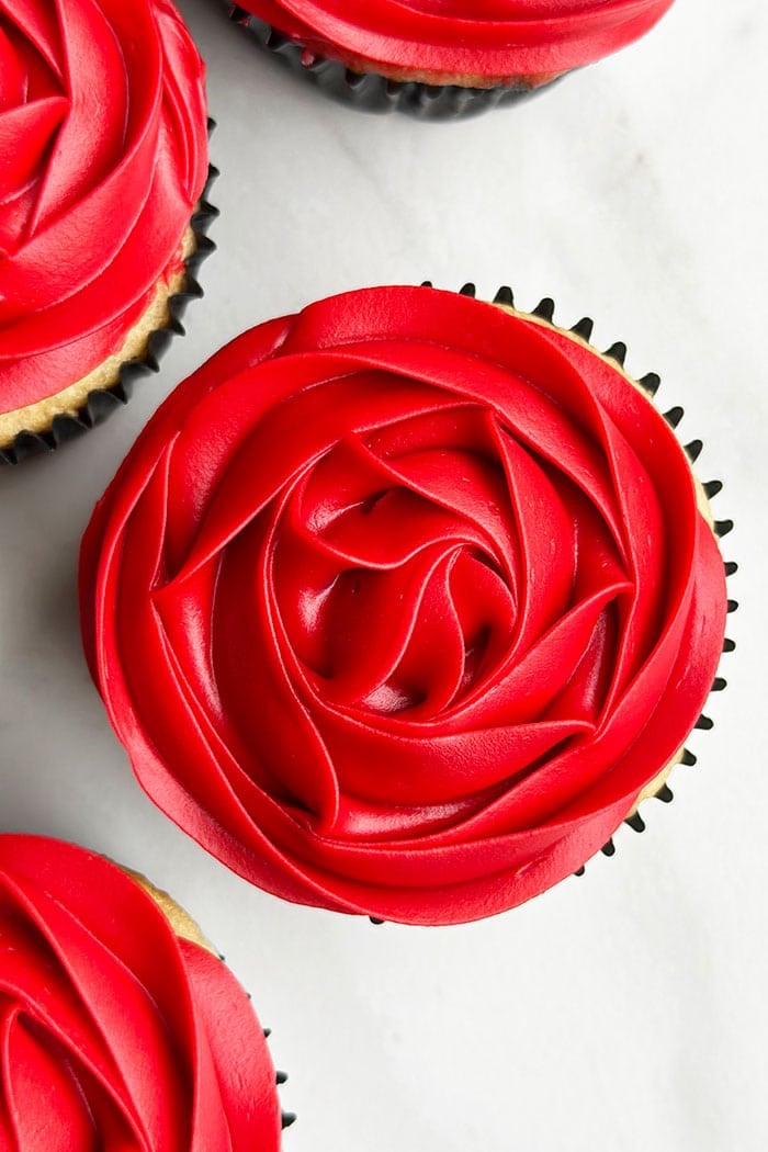 Red Flower Cupcakes on White Background 
