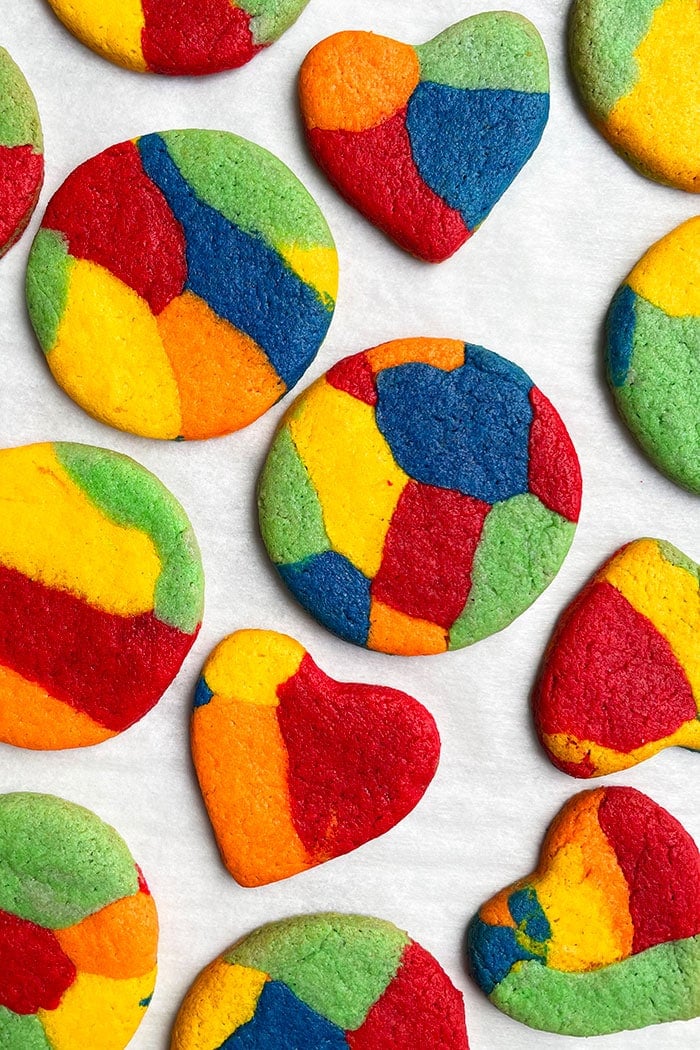 Easy Rainbow Cookies (Cut Out Sugar Cookies) on White Background