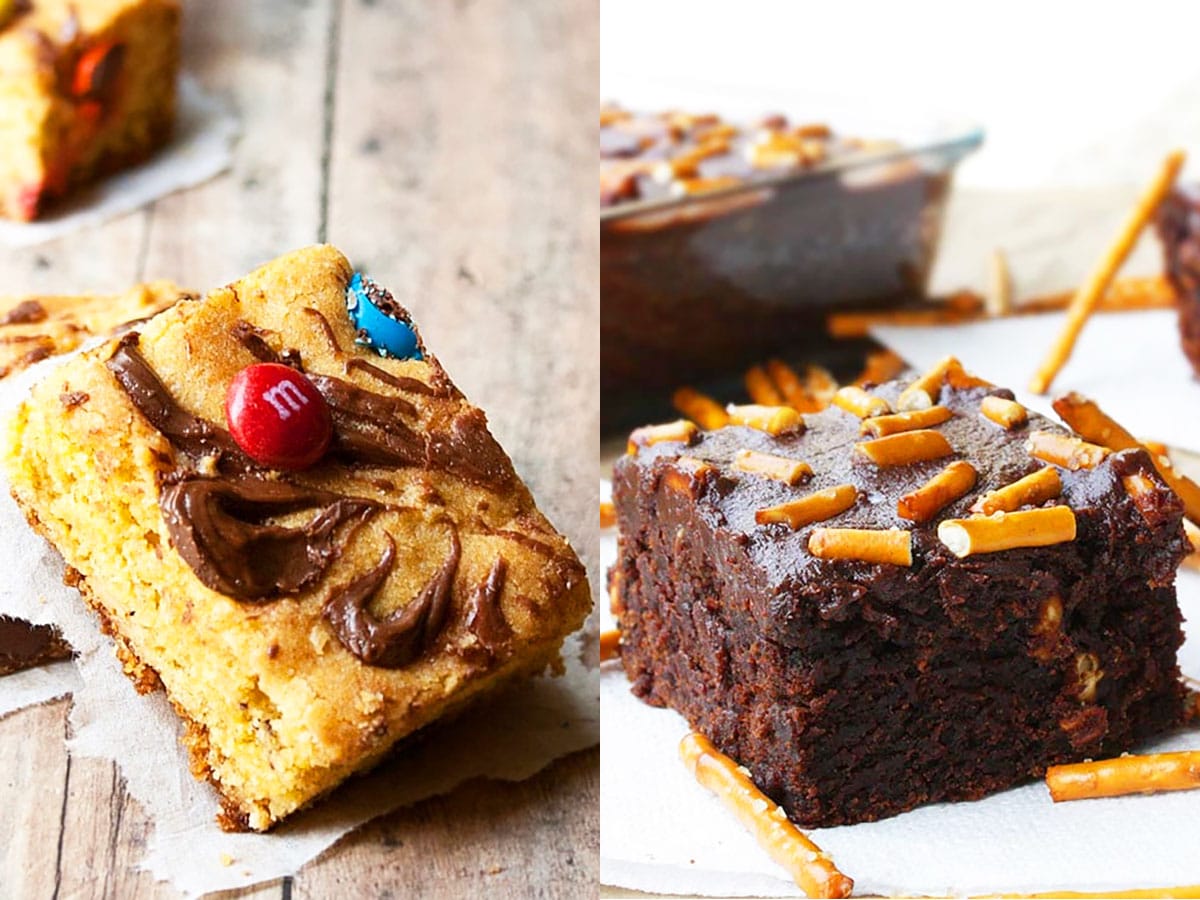 Collage Image With Many Easy Cake Mix Brownies and Bars Recipes 