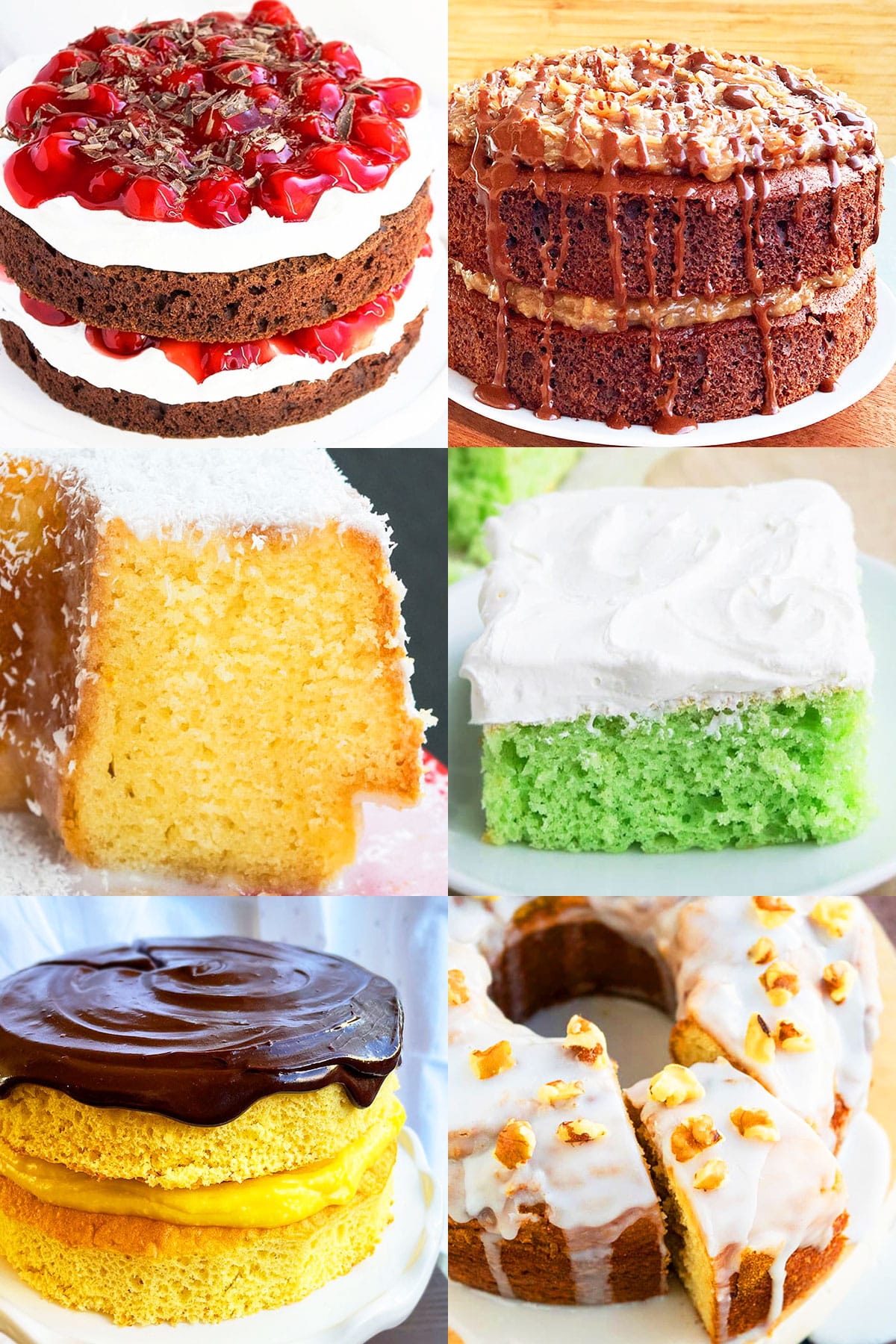 Collage Image With Many Easy Yellow Cake Mix Recipes  
