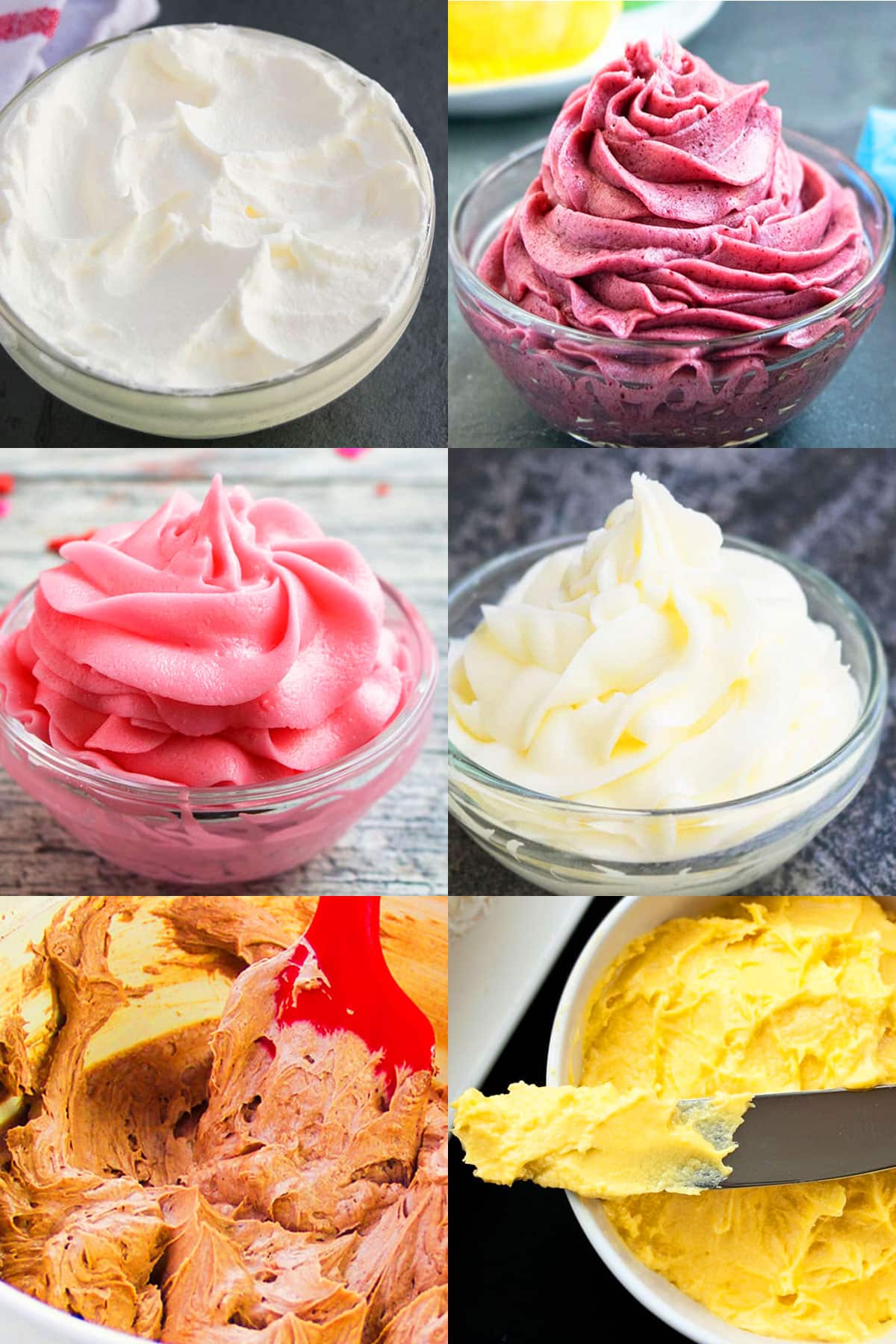Collage Image With Many Homemade Frosting Recipes For Desserts