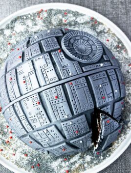 Easy Star Wars Cake on White Dish