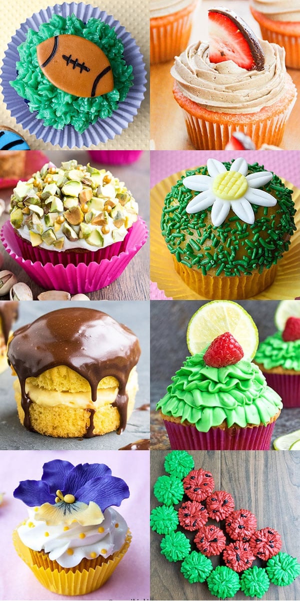 Collage Image With Many Decorated Cupcakes