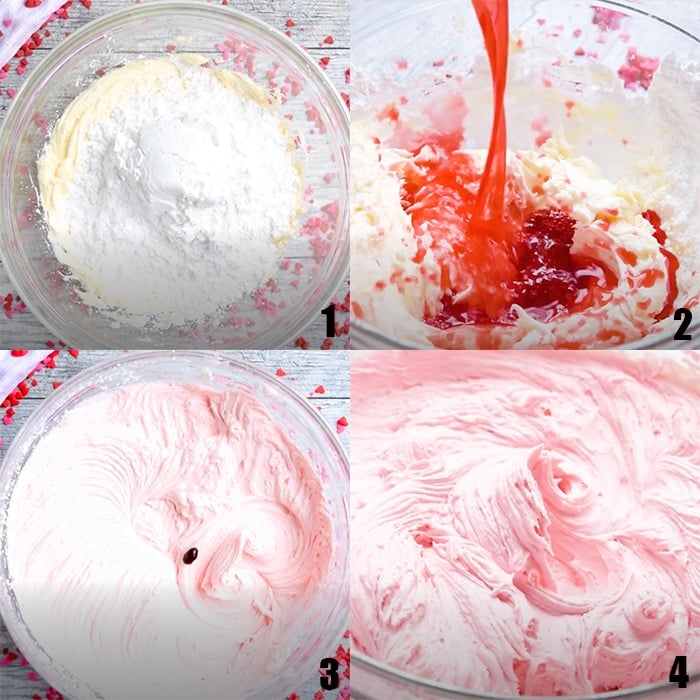 Collage Image With Step by Step Pictures on How to Make Cherry Icing- Process Shot