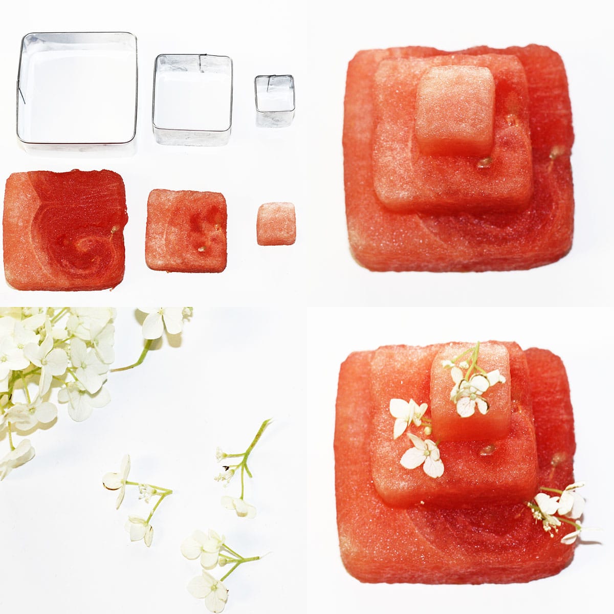 Collage Image With Step by Step Pictures on How to Make Watermelon Cake 