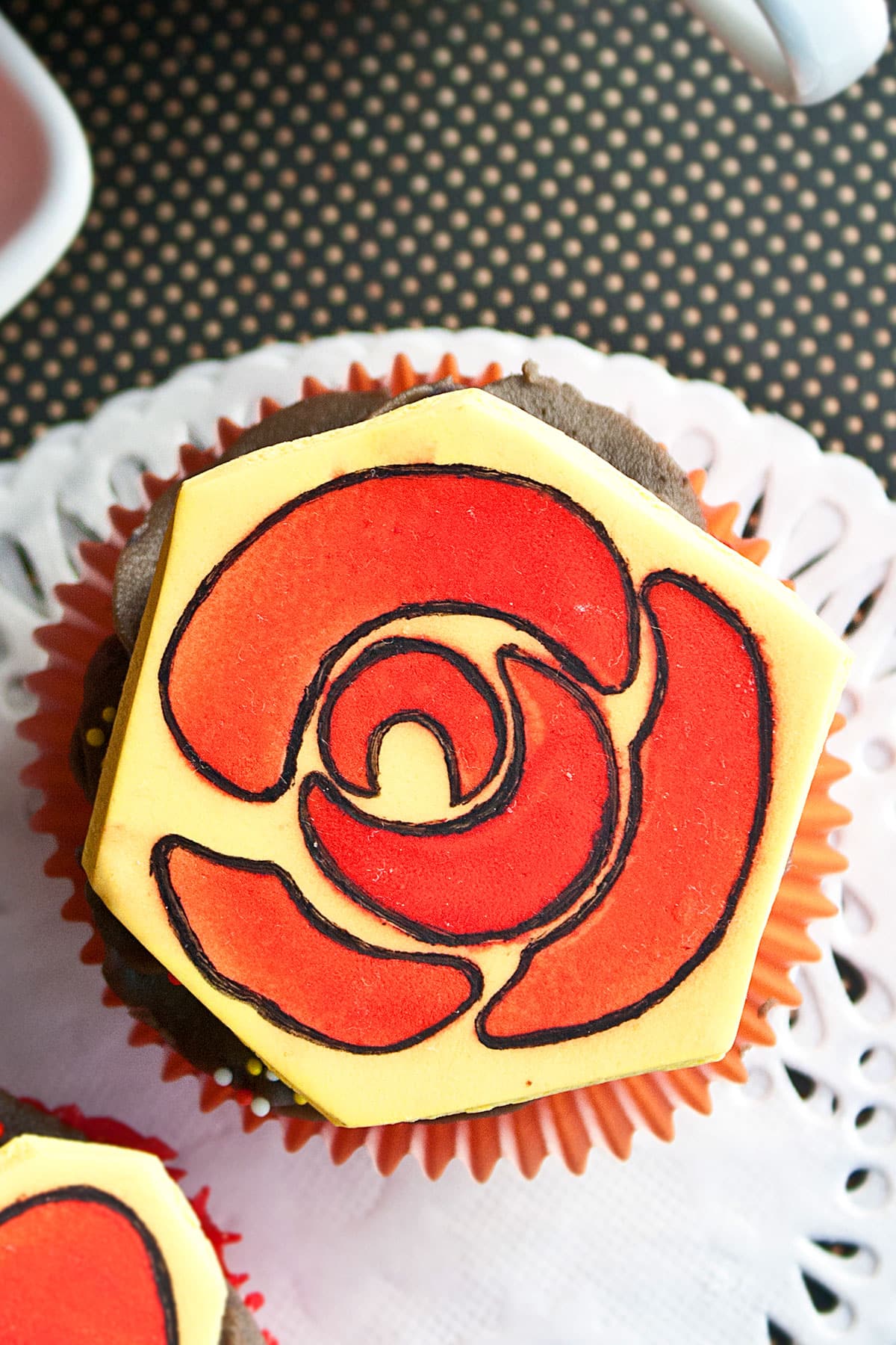 Flower or Rose Cupcake Topper Using Stencils- Closeup Shot 