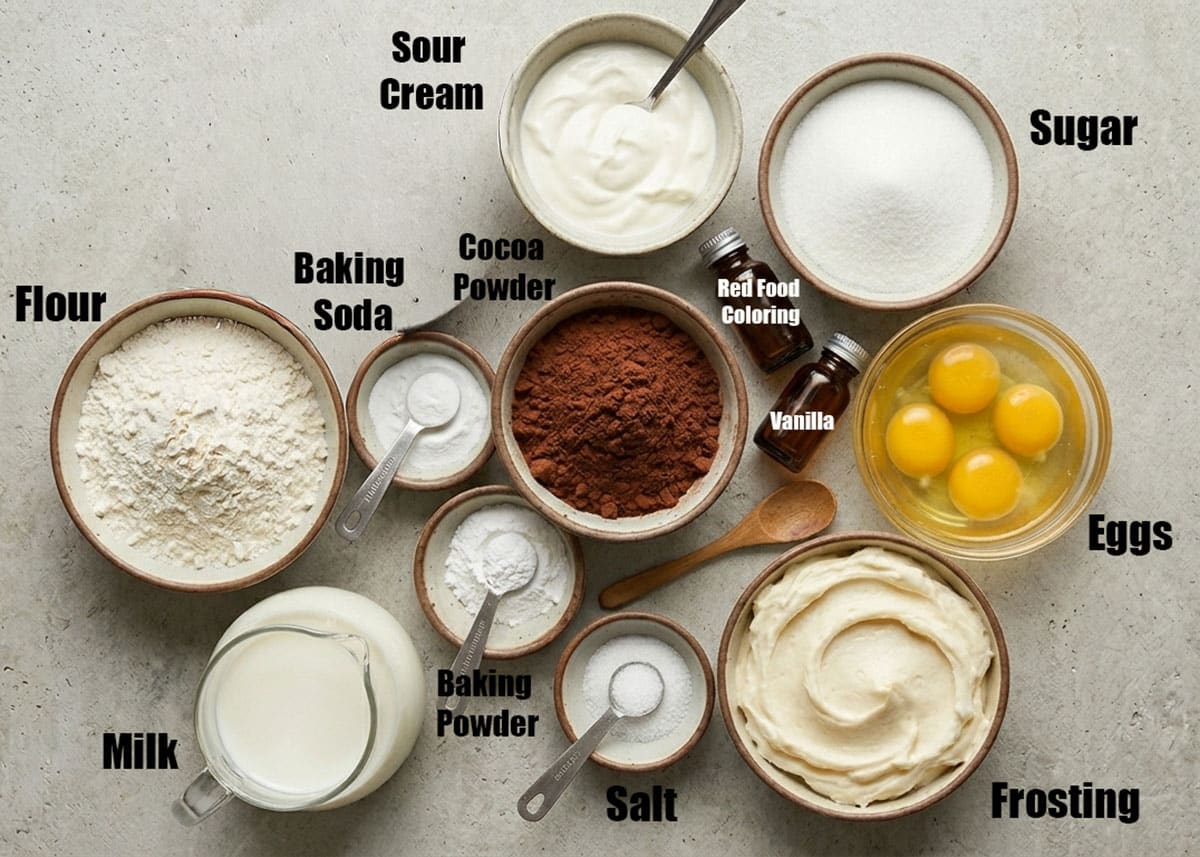Ingredients for recipe on neutral gray background. 