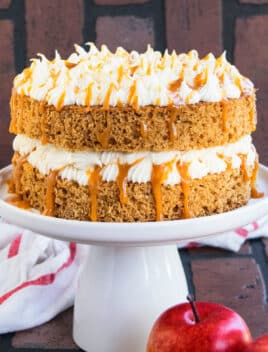 Easy Applesauce Cake With Cake Mix on White Cake Stand