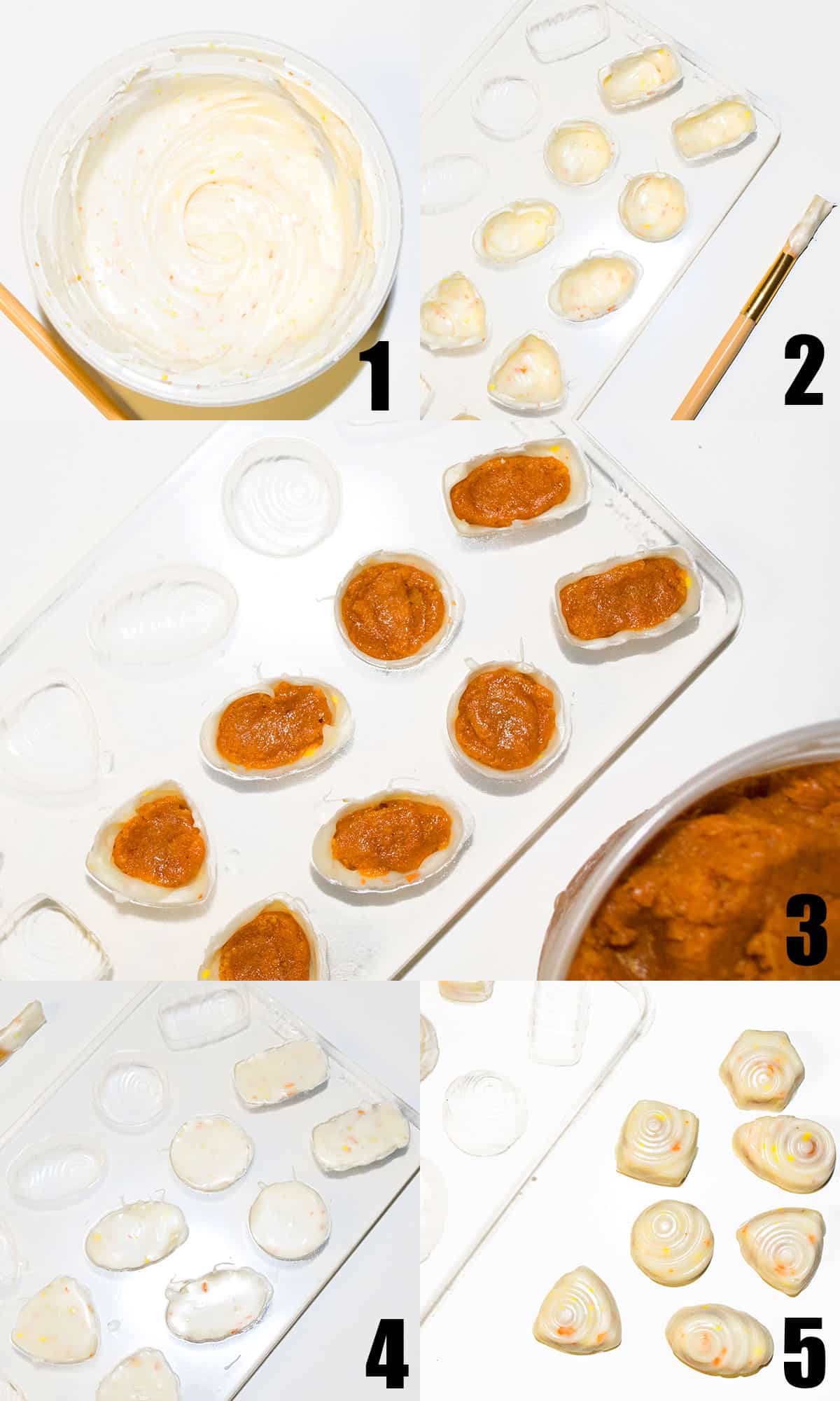 Collage Image With Step by Step Process Shots on How to Make Pumpkin Pie Truffles.