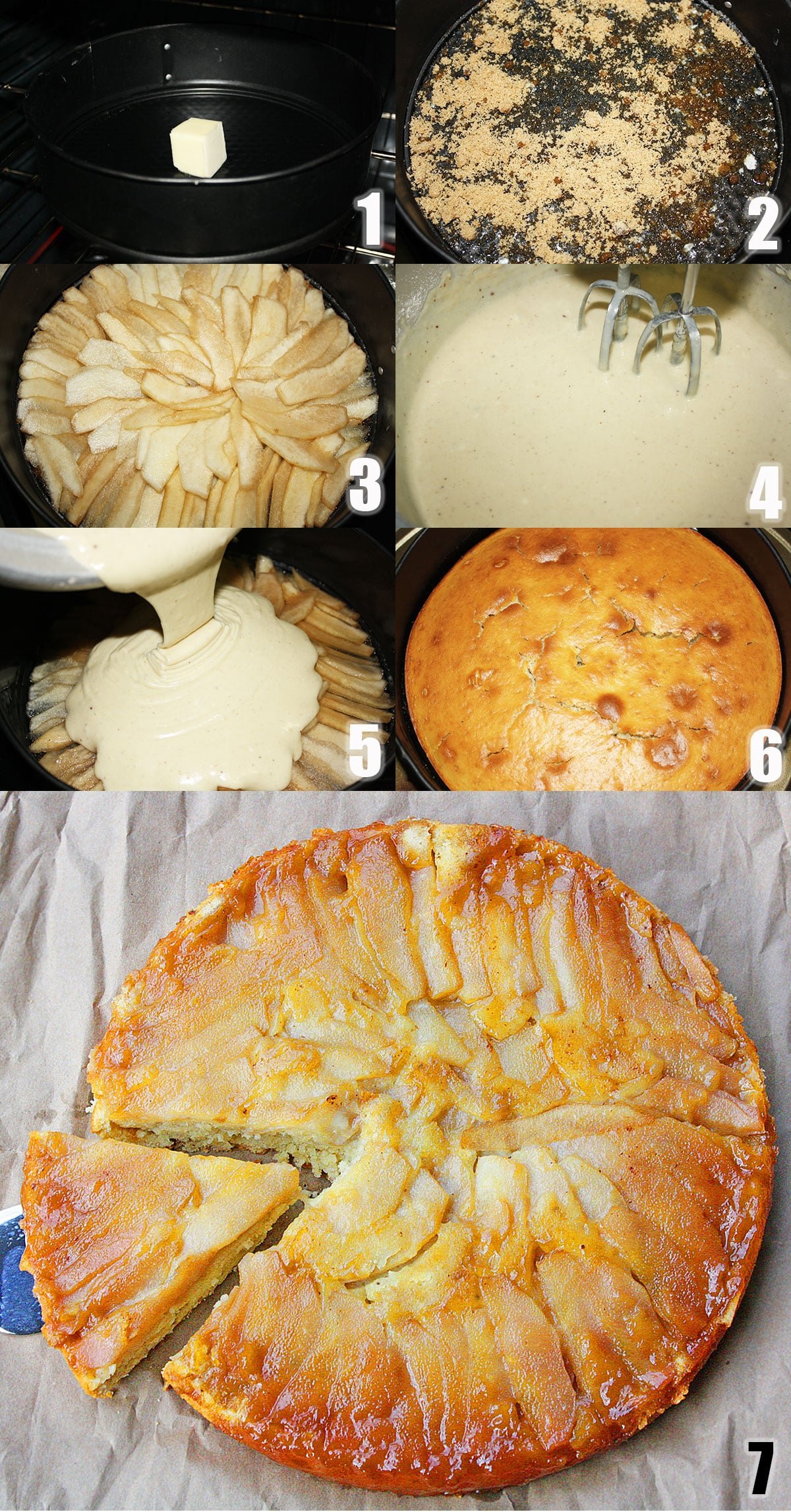 Collage Image With Step by Step Process Shots on How to Make Easy Upside Down Cake