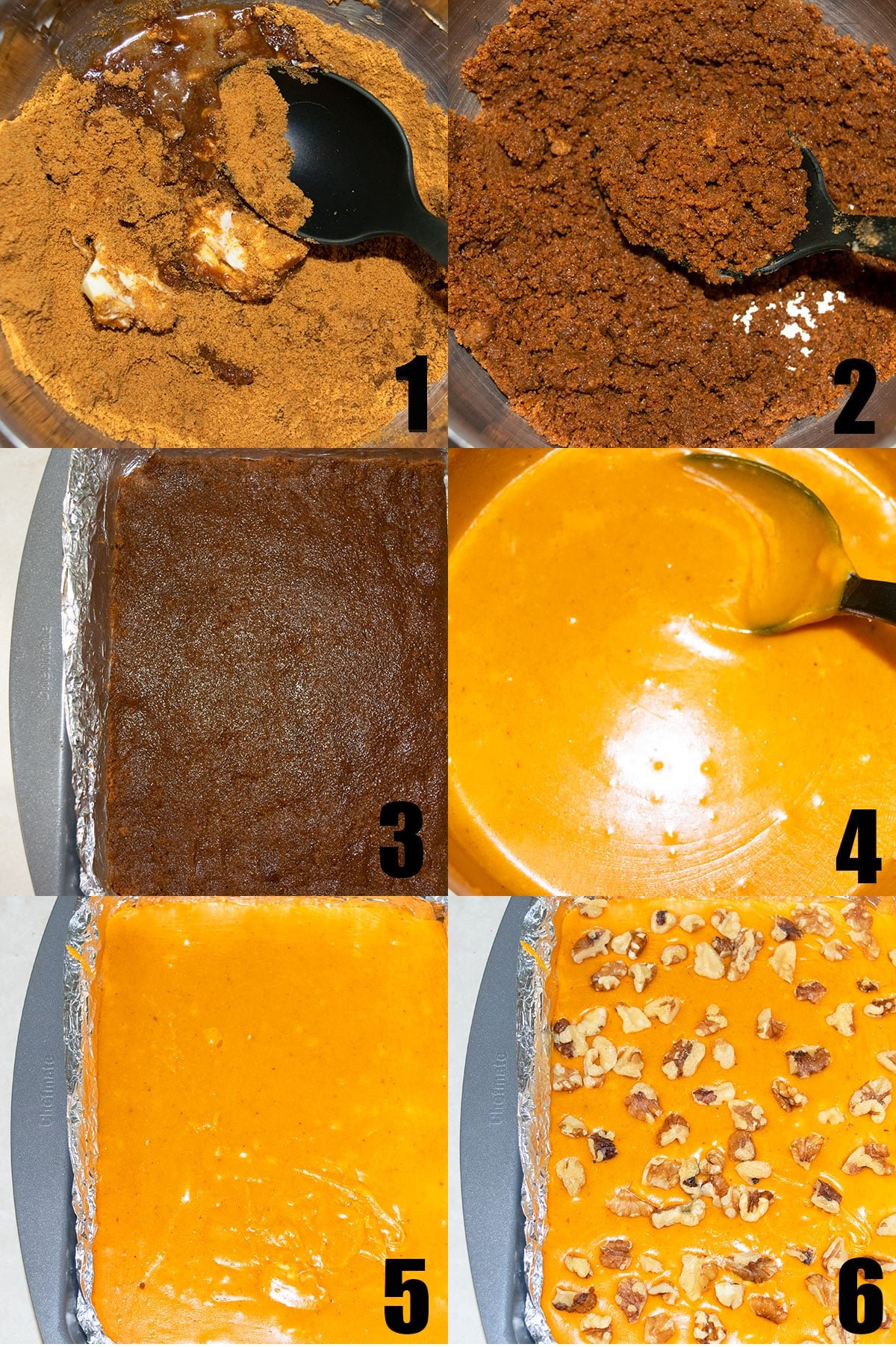 Collage Image With Step by Step Process Shots on How to Make Spiced Pumpkin Pie Fudge.