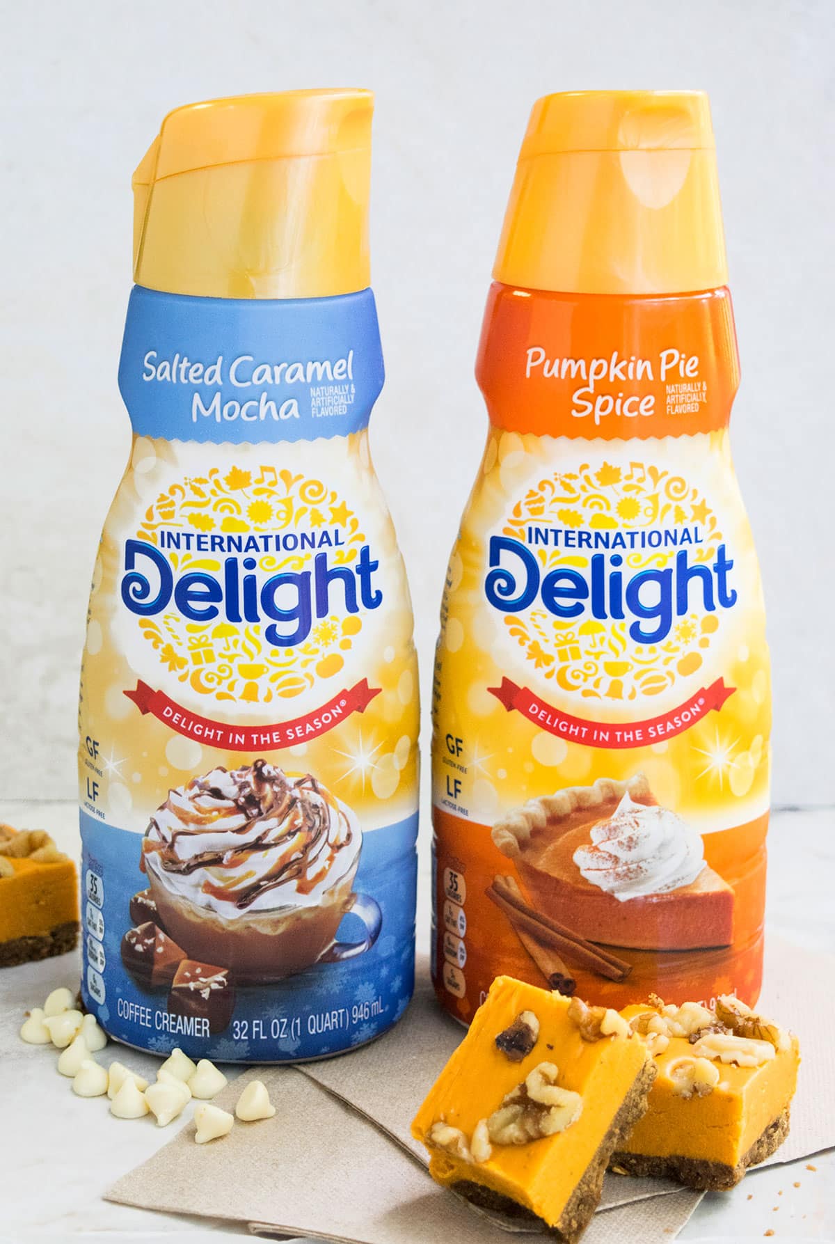 Bottles of International delight pumpkin creamer.