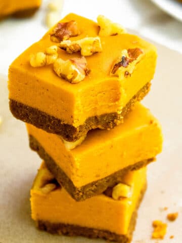 Stack of Easy Pumpkin Fudge With Gingersnap Crust