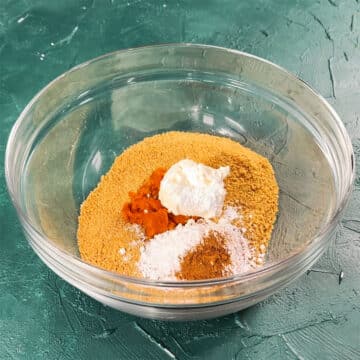 Ingredients in a glass bowl. 