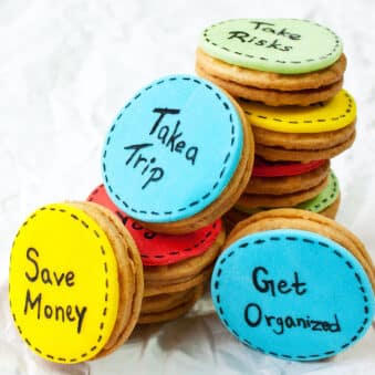 Easy New Years Cookies (Decorated Oreos) Arranged on Sheet of Crumpled Paper.
