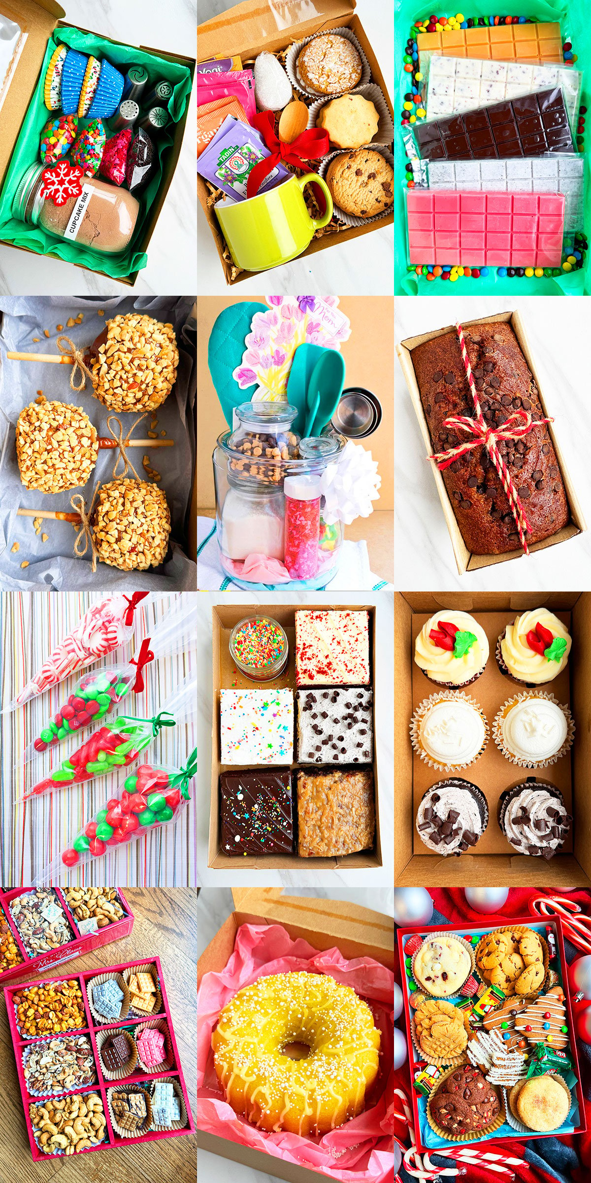 Collage Image With Lots of Easy Homemade Christmas Gift Ideas (Food).