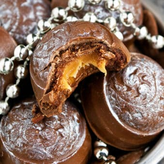 Easy Chocolate Coffee Truffles With Caramel Filling- Partially Eaten.