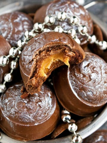 Easy Chocolate Coffee Truffles With Caramel Filling- Partially Eaten.