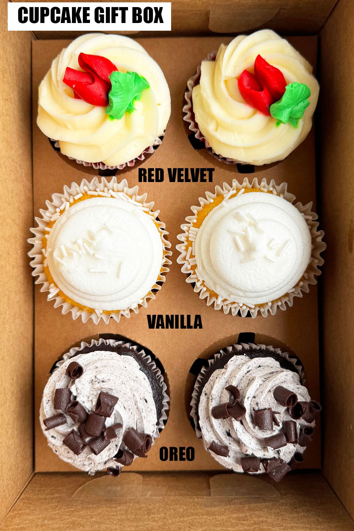 Homemade Cupcakes Gift Box- 3 Flavors. 