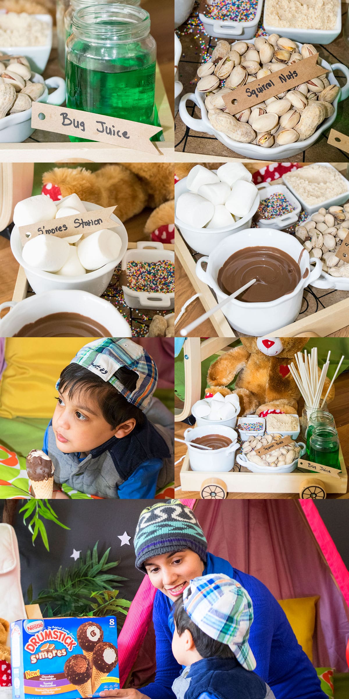 Collage Image With Camping Party Food.