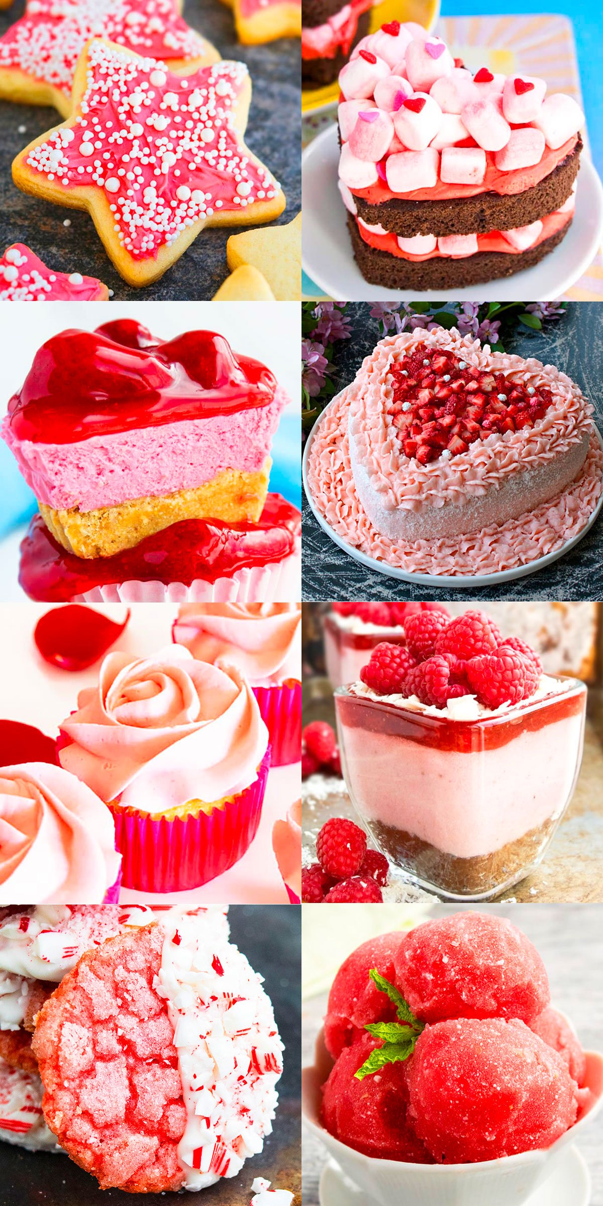 Collage Image With Easy Pink Desserts or Valentine's Day Desserts. 