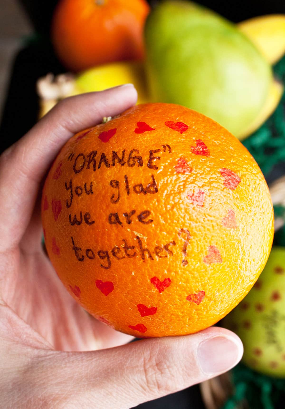 Valentine Oranges With A Cute Note: "Orange You Glad We Are Together."