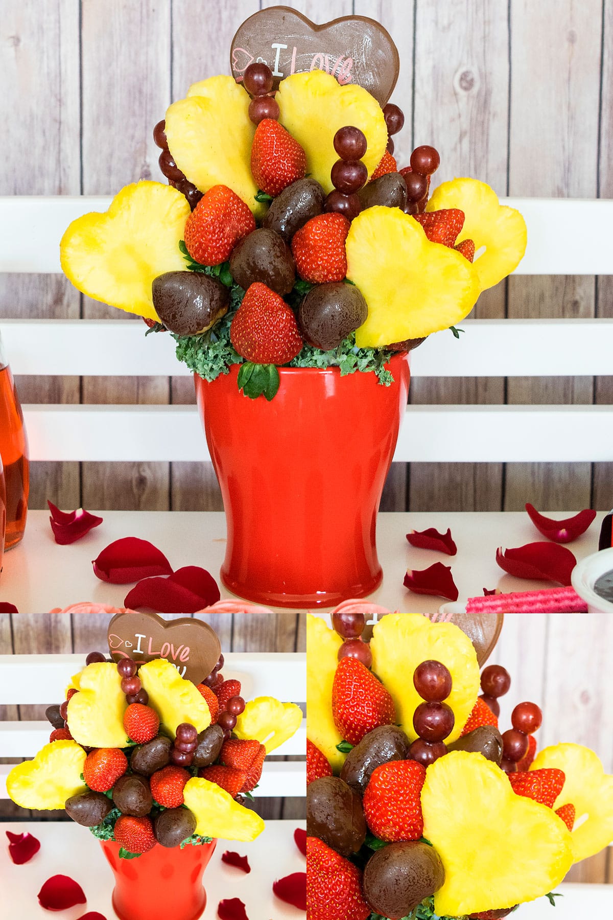 Collage Image of Edible Arrangements Fruit Bouquet. 