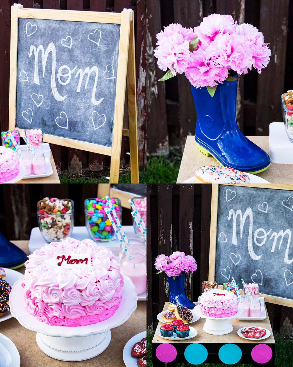 Collage Image of Mother's Day Party Set Up. 