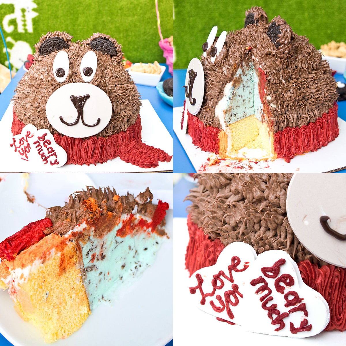 Collage Image With Teddy Cake From Baskin Robbins. 