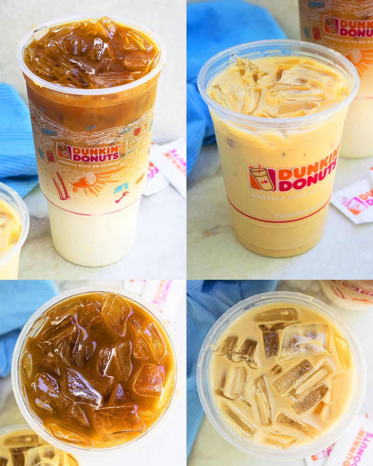 Collage Image With Two Flavors of Dunkin Donuts Coffee. 