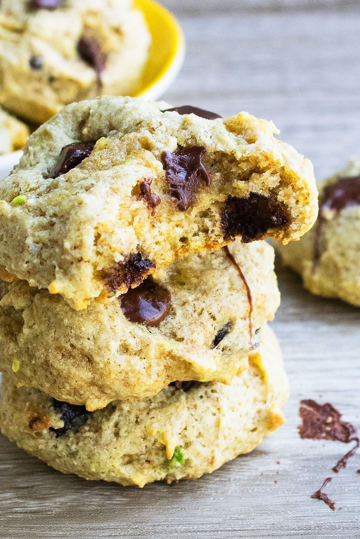 Stack of Easy Avocado Cookies on Gray Wood Background. 