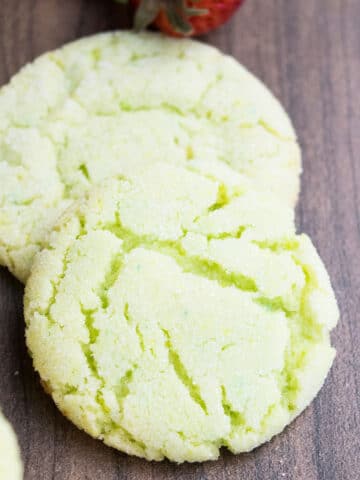 Easy Key Lime Cookies on Wood Background.