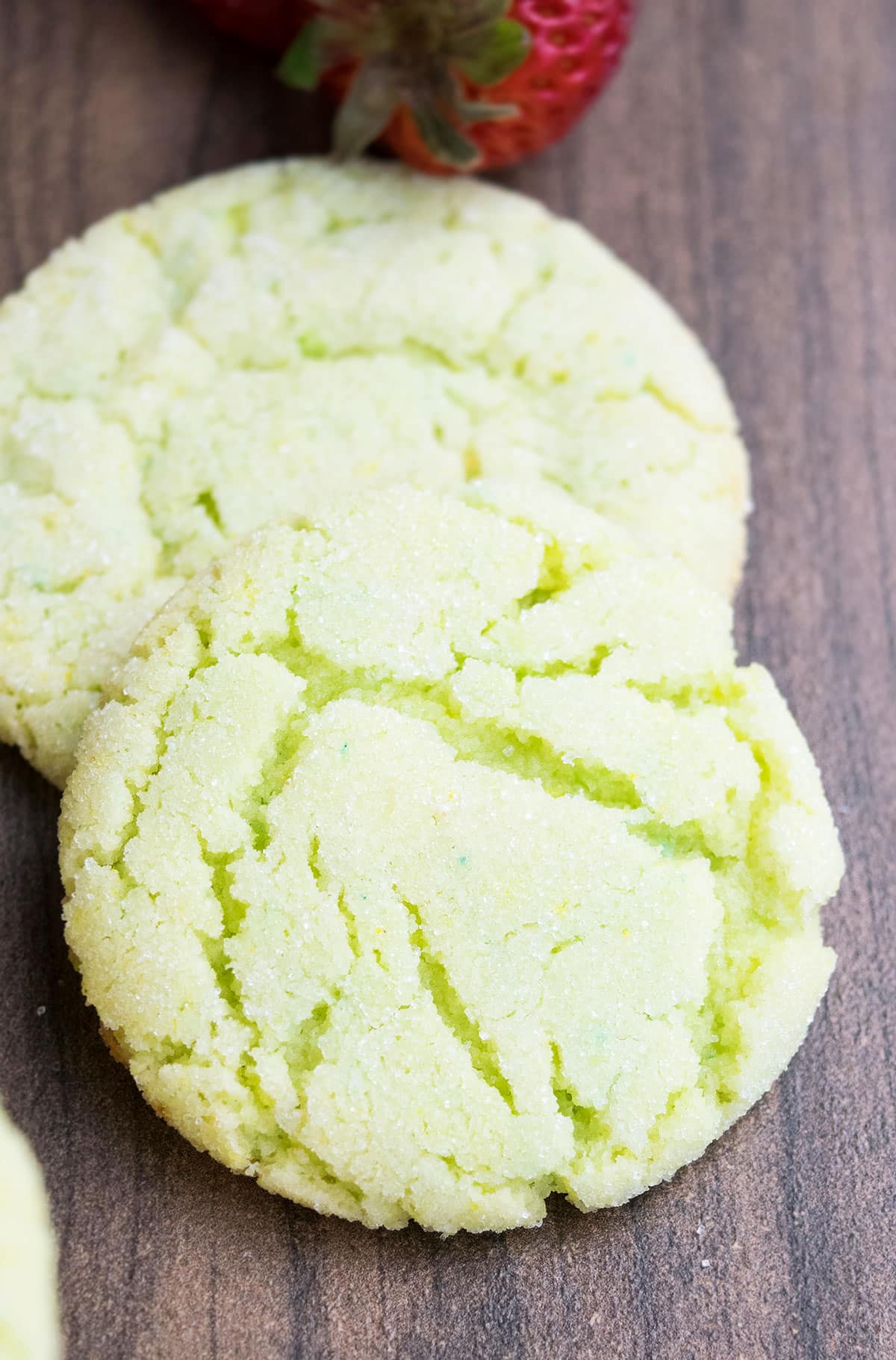 Easy Key Lime Cookies on Wood Background. 