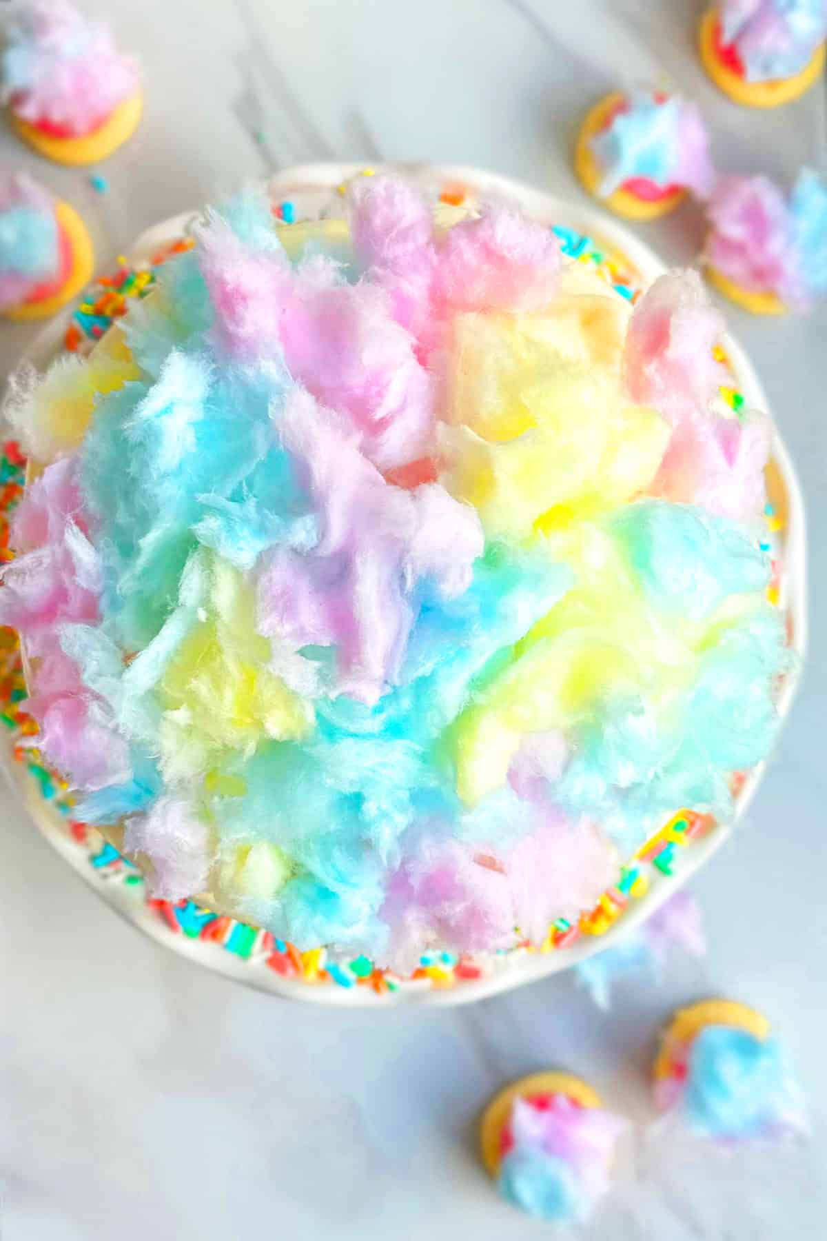 Closeup Shot of Colorful Cotton Candy. 