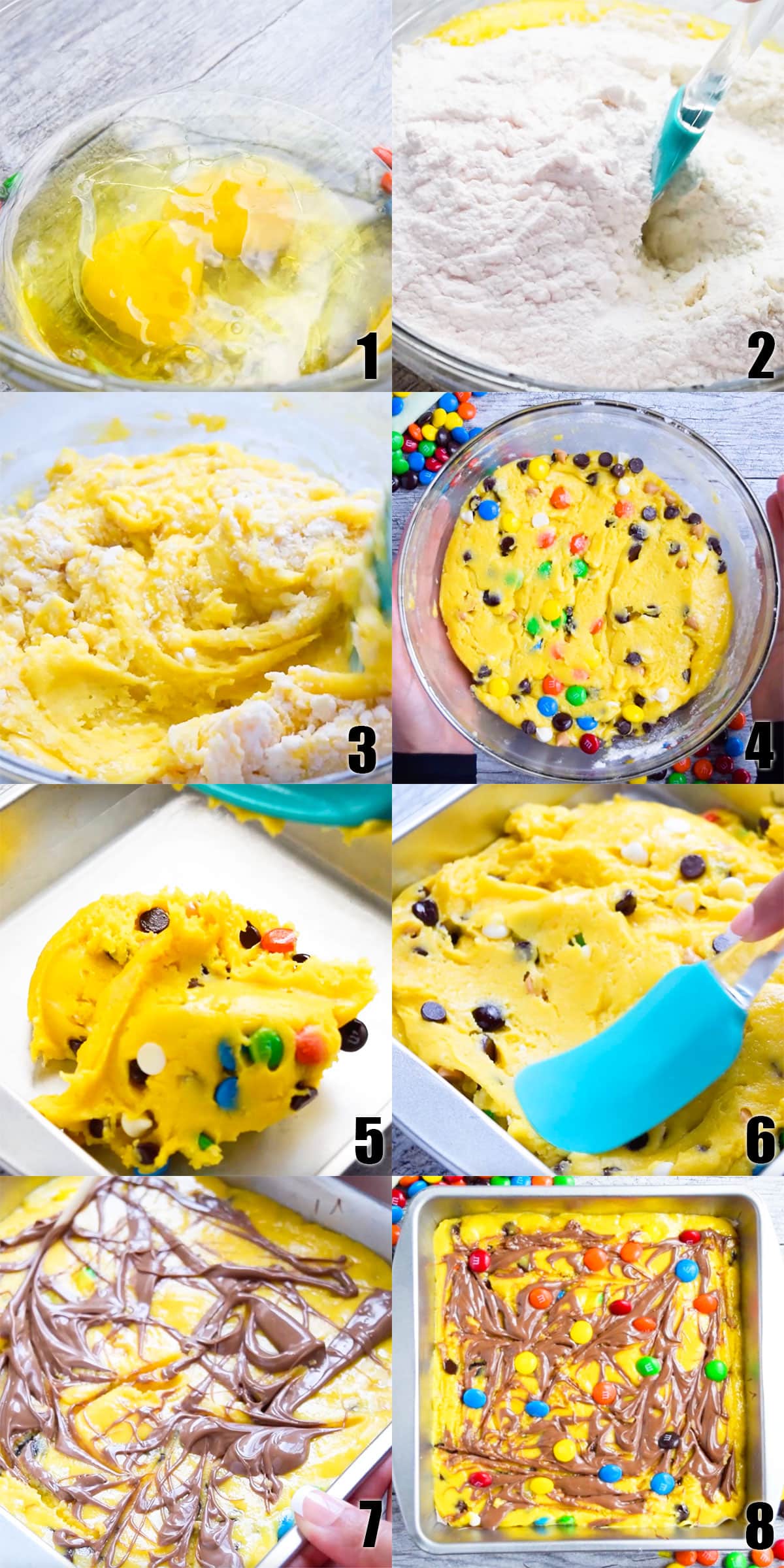 Collage Image With Step by Step Process Shots on How to Make Cake Mix Bars. 