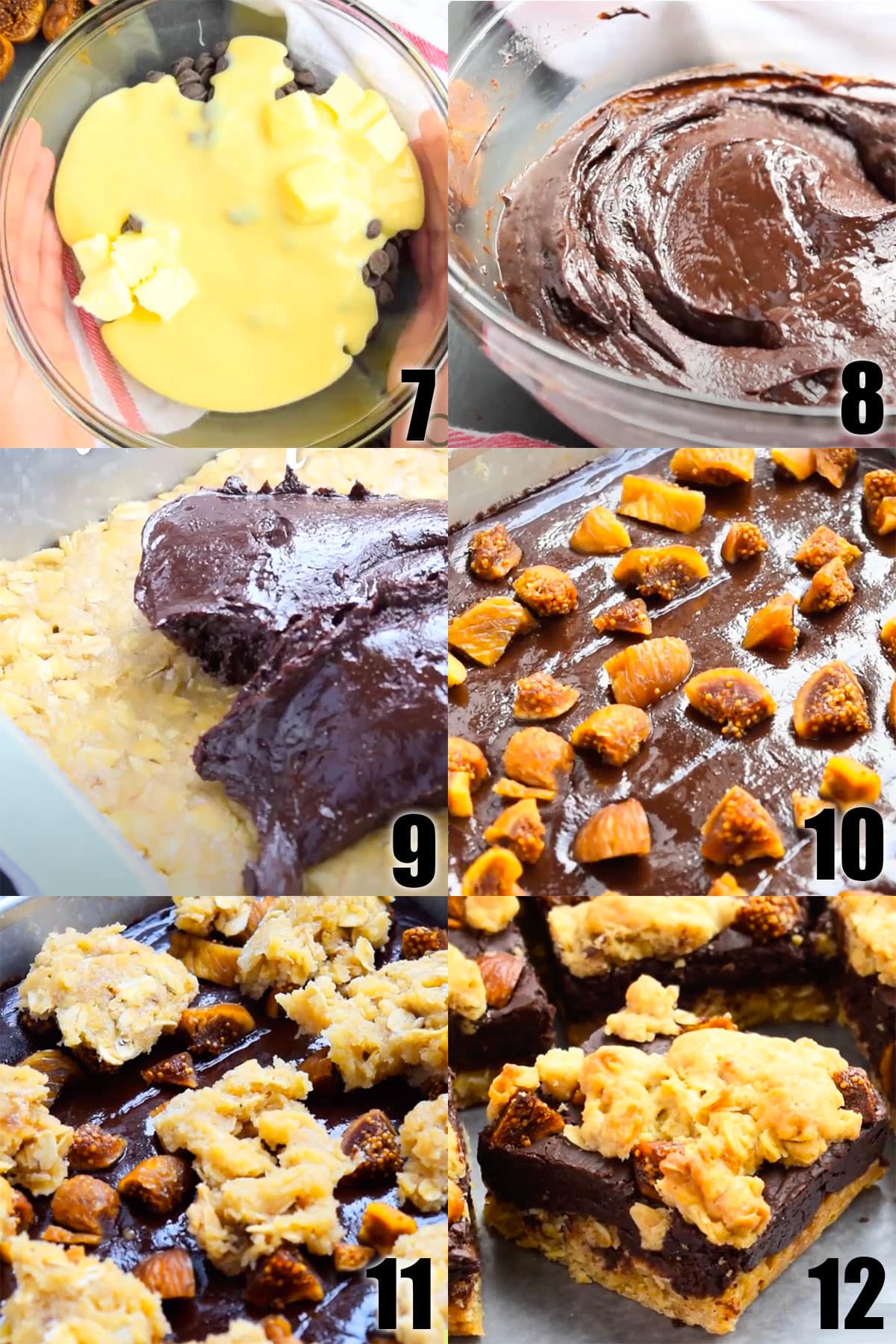 Collage Image With Step by Step Process Shots on How to Make Chocolate Fudge Bars.