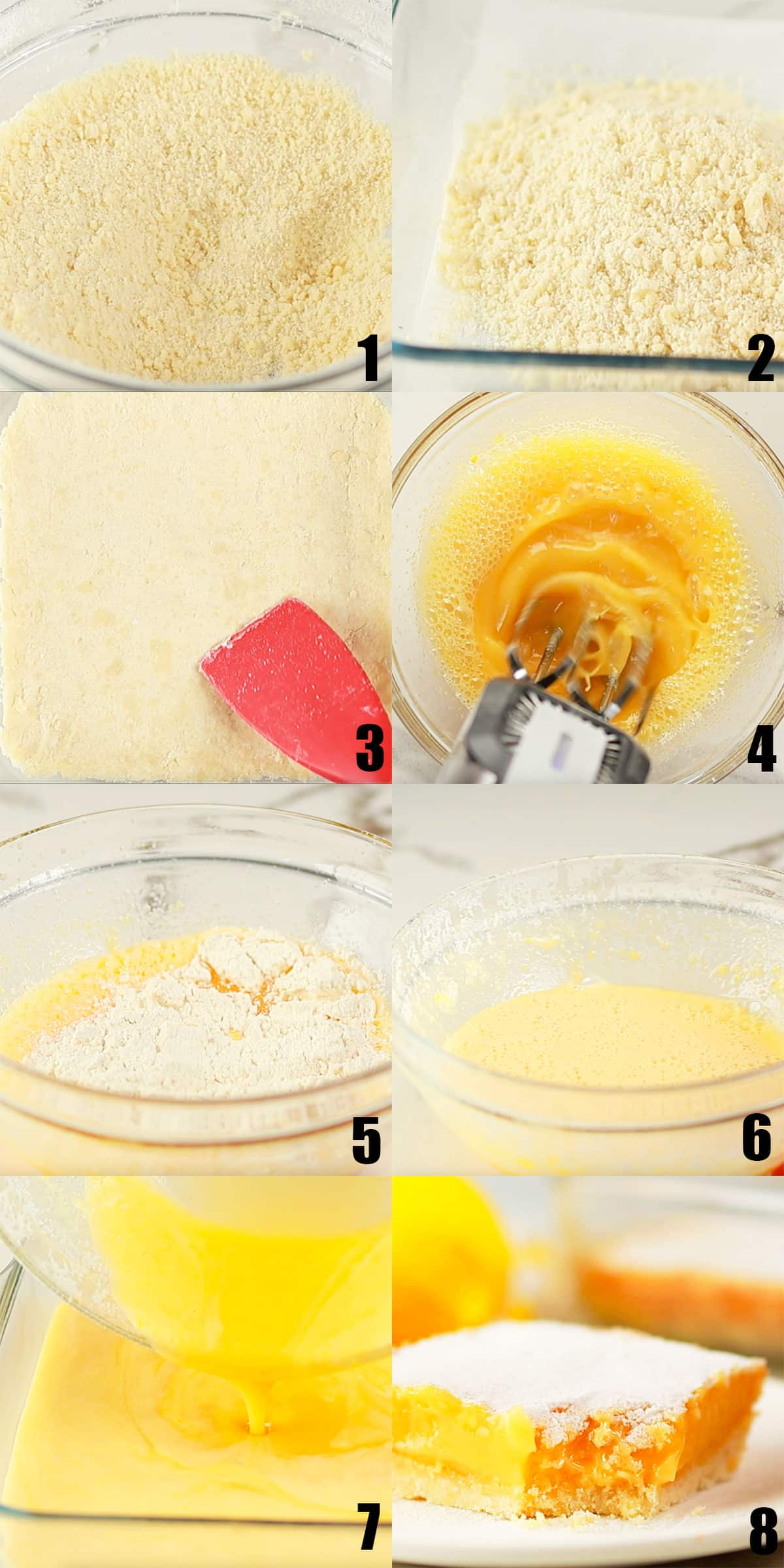Collage Image With Step by Step Process Shots on How to Make Lemon Squares.
