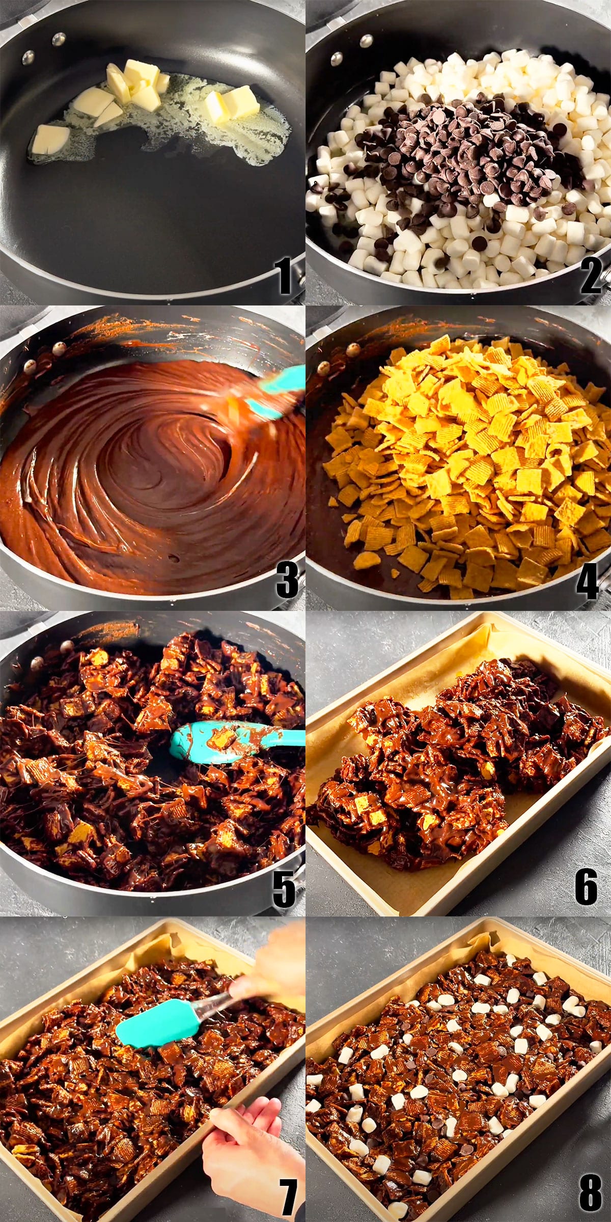 Collage Image With Step by Step Process Shots on How to Make S'mores Bars.