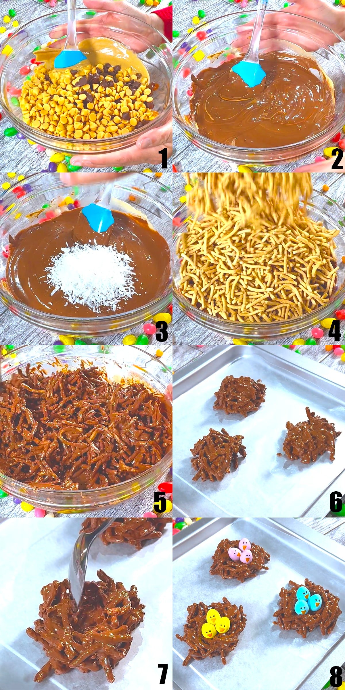 Collage Image With Step by Step Process Shots on How to Make Nest Cookies. 