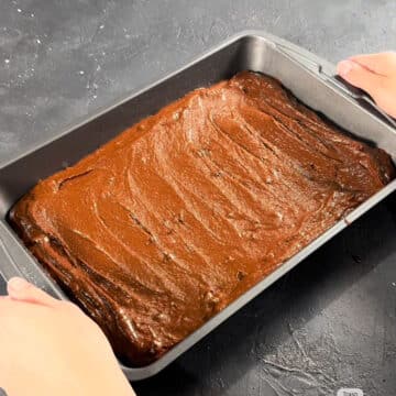 Batter spread evenly in a greased pan. 