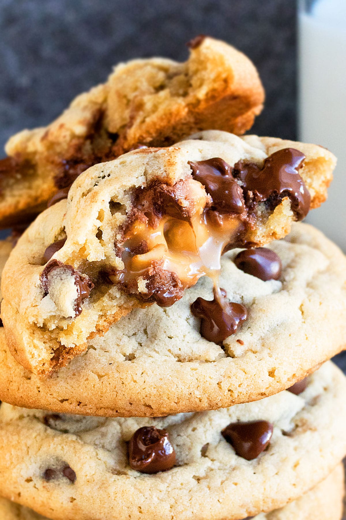 Closeup Shot of Cookie With Filling Leaking Out. 