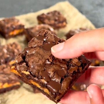 Closeup Shot of slice of brownie. 