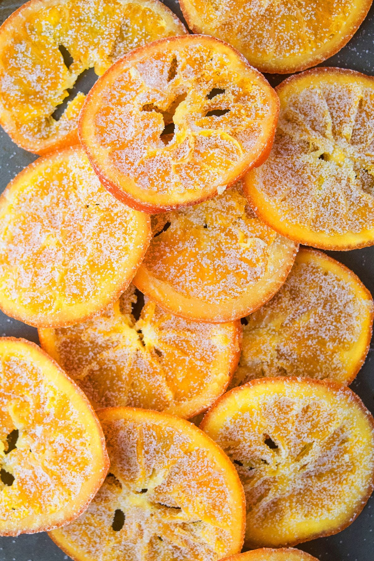 Homemade Orange Candy on Gray Tray. 