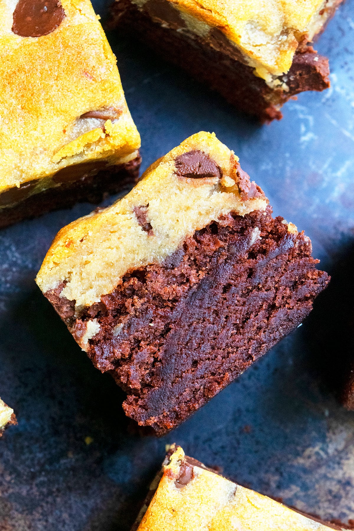 Closeup Shot of Brownie Cookie Bar. 