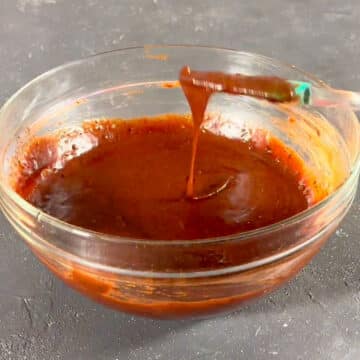 Chocolate mixture in glass bowl. 