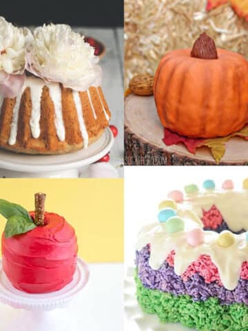 Collage Image With Easy Bundt Cake Decorating Ideas.