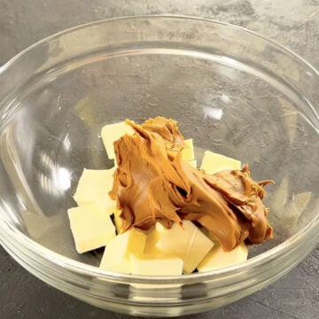 Butter and Biscoff in glass bowl. 