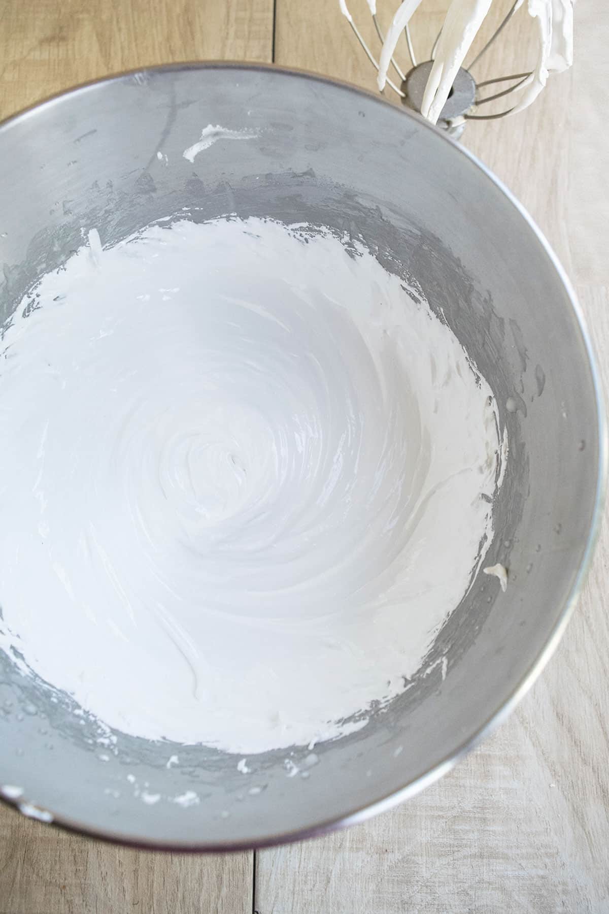 Bowl of Fluffy Egg White Frosting. 