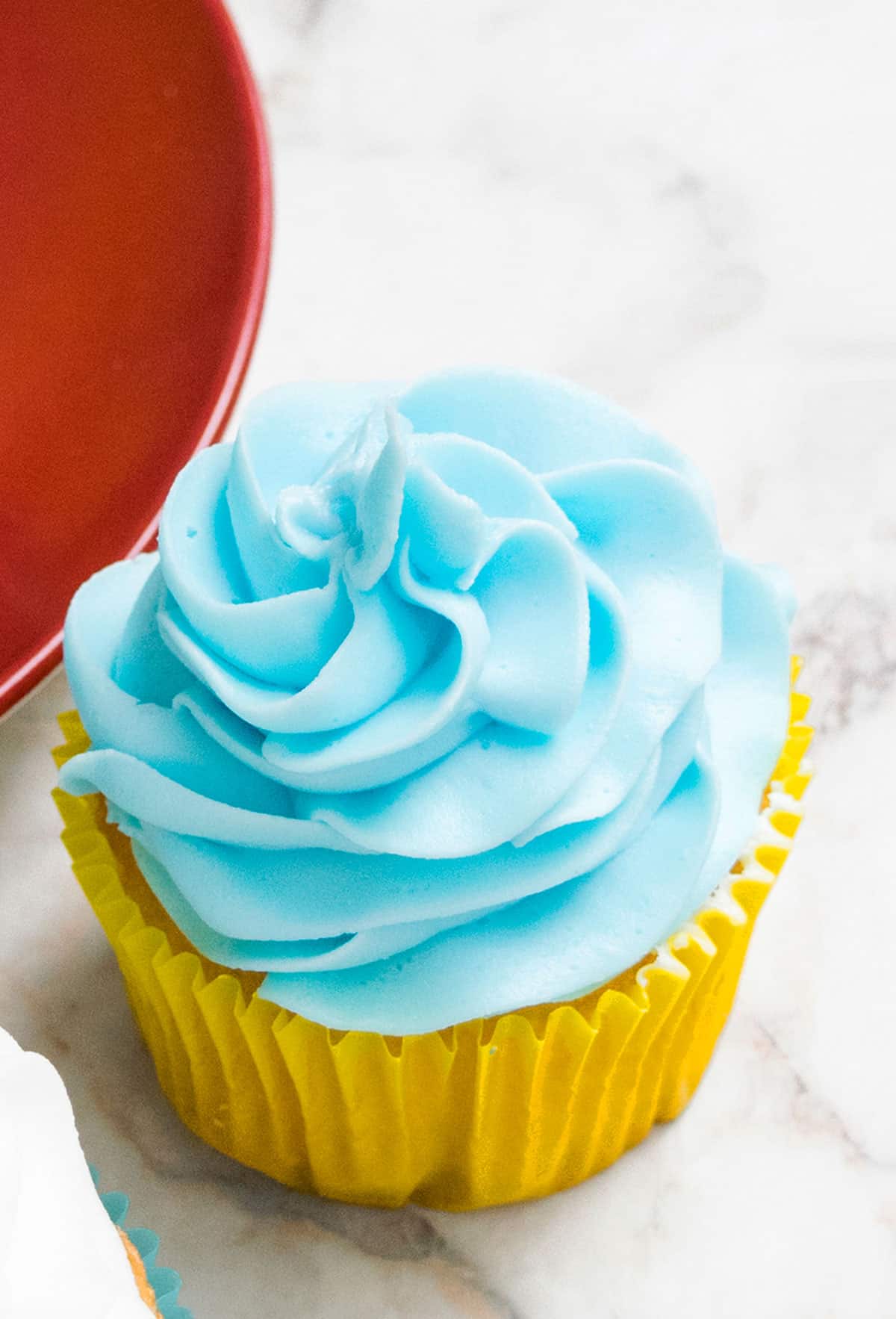 Closeup Shot of 2 Ingredient Frosting That's Been Tinted Blue. 
