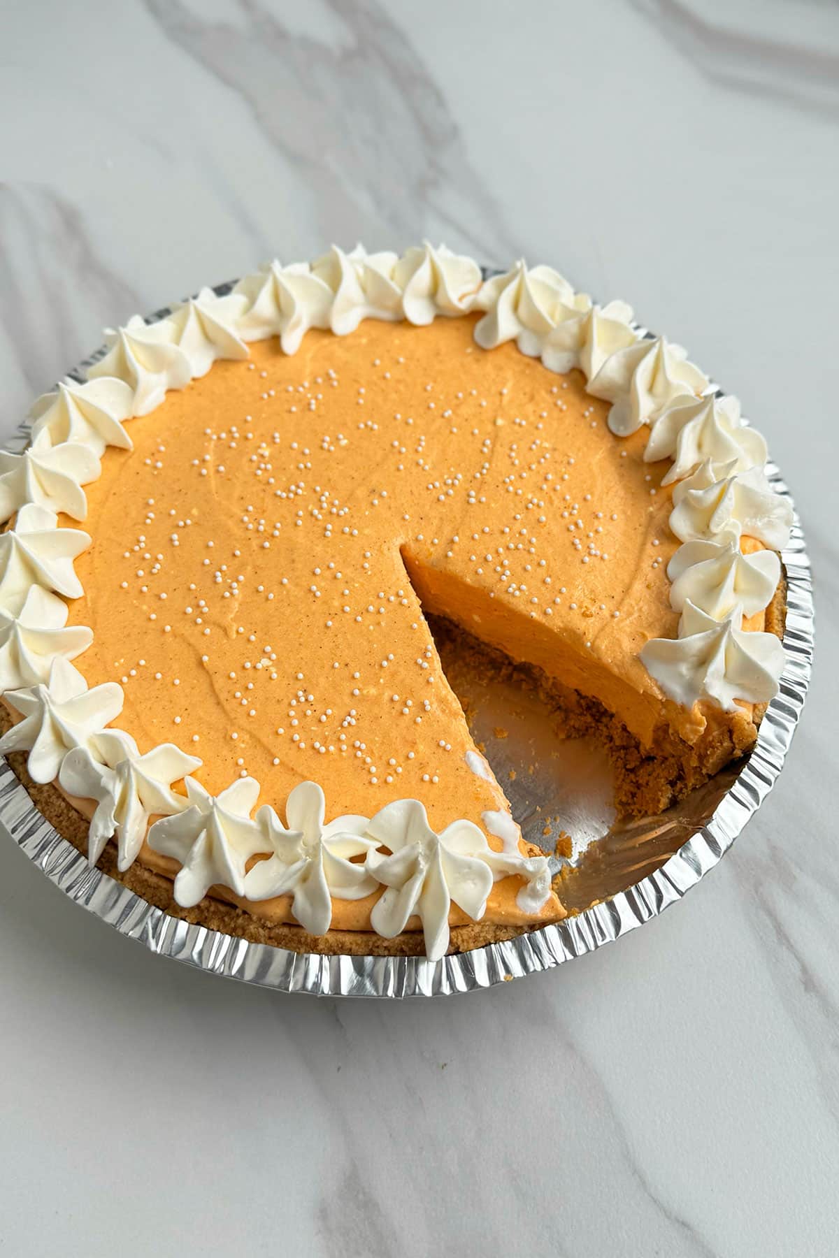 Pie with one slice removed- Closeup Shot. 